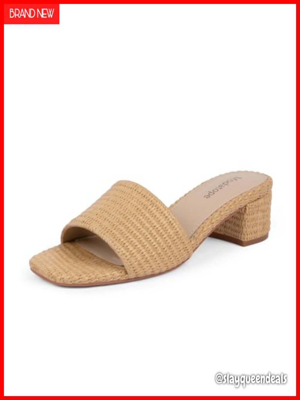 Braided Chunky Low Heel Square Toe Sandals Open Toe Heeled Mules Slip On